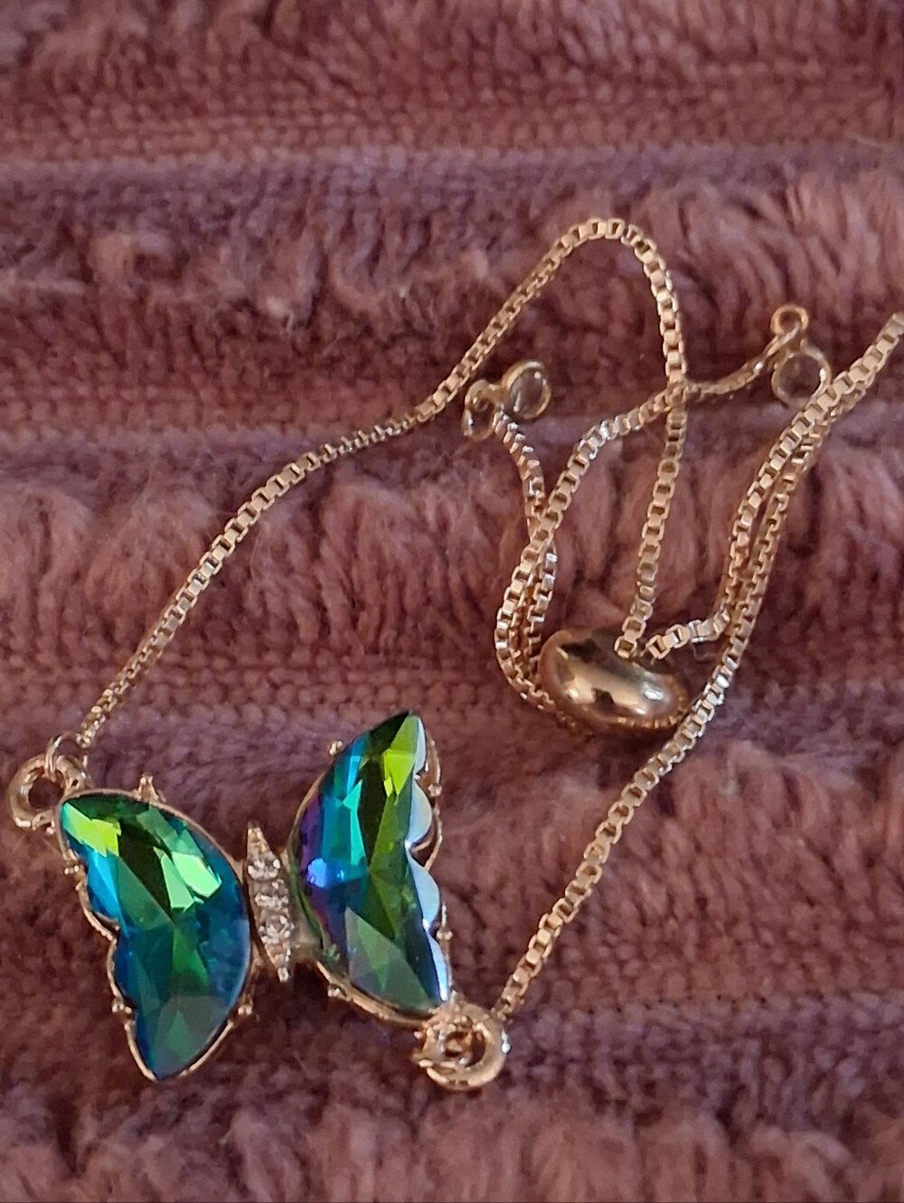 MYSTIC GREEN TOPAZ BUTTERFLY BRACELET/ANKLET 6 to 10in